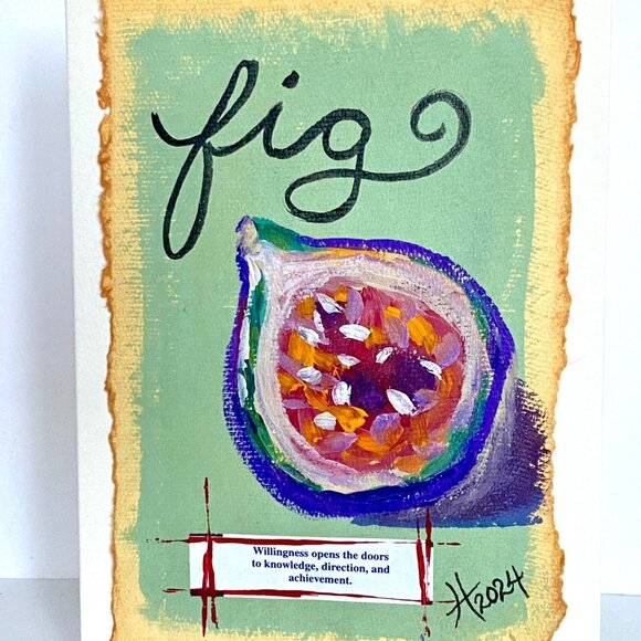 Fig Fruit Collage Art Handmade Original Blank Greeting Card and Envelope - Picture 1 of 4